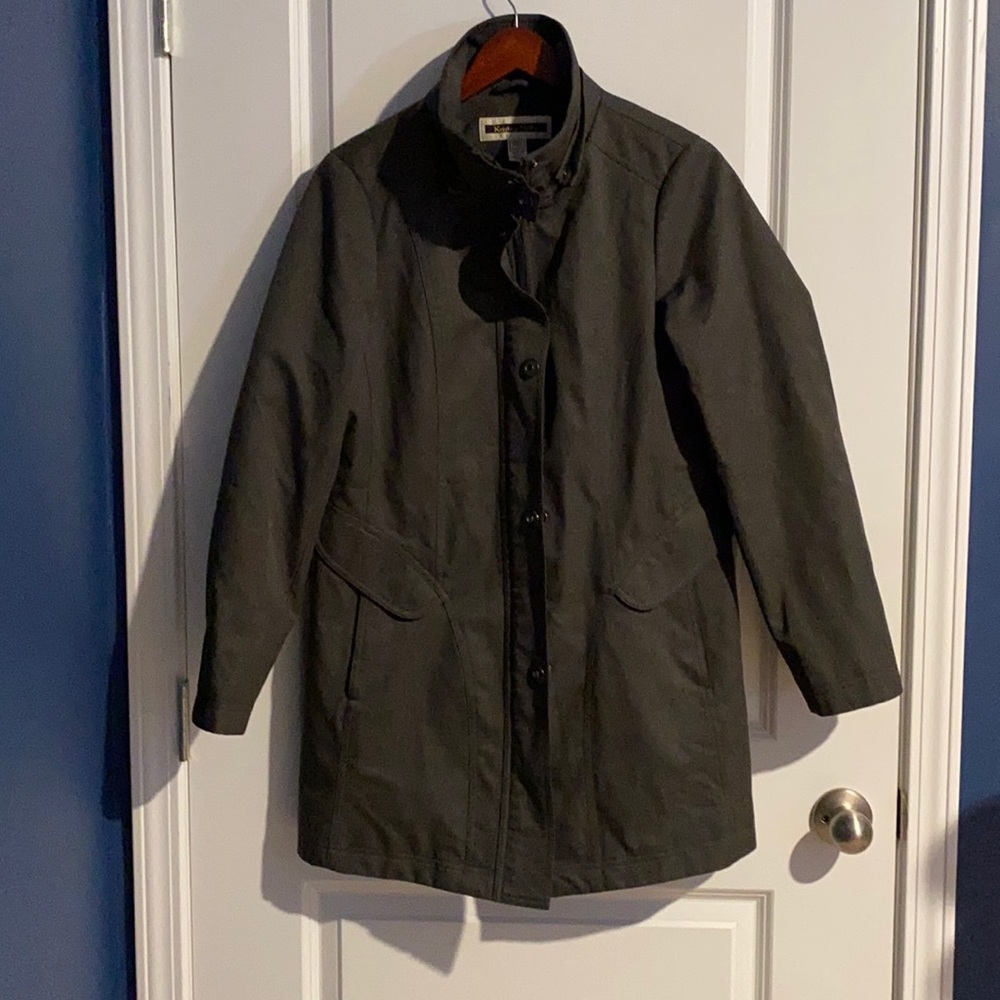 Grey Mid-Thigh Military Style Winter Coat